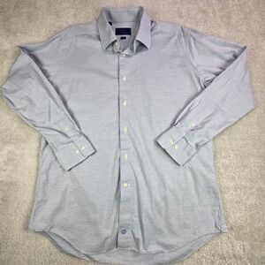 David Donahue Mens Dress Shirt 17.5‎ 34/35 Blue Button Down 100% Cotton